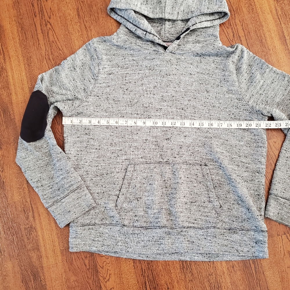 Gap Women's XL Hoodie Iconic Nubby Reverse Weave Gray & Black Elbow Patches - Picture 8 of 9
